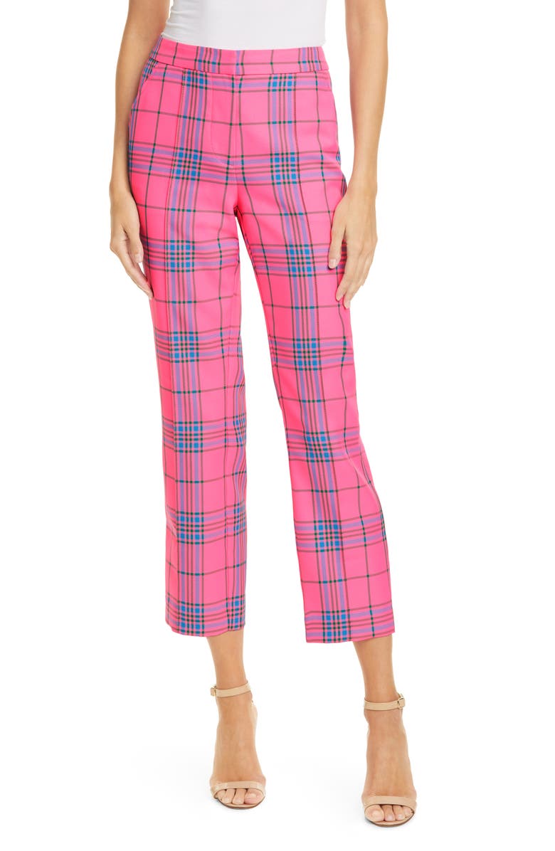 Tanya Taylor Dallas Plaid Ankle Trousers, Main, color, 