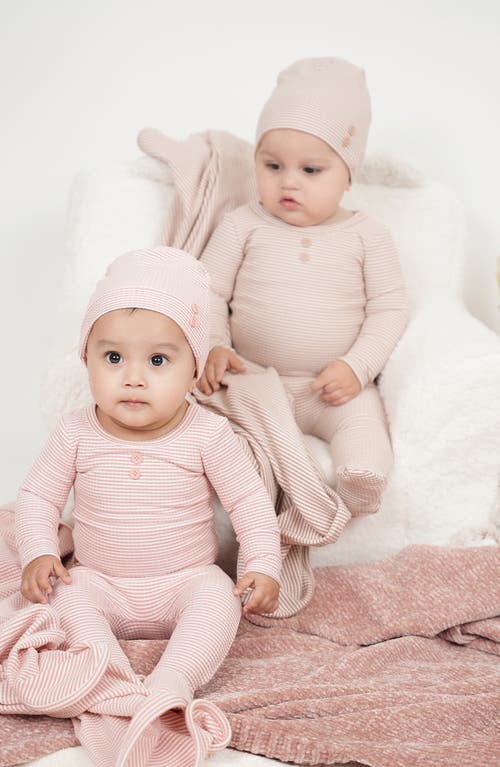 Maniere Manière Button Stripe Footie In Pink