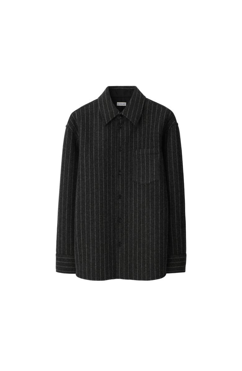 Burberry Oversized Pinstriped Wool Blend Shirt, Alternate, color,