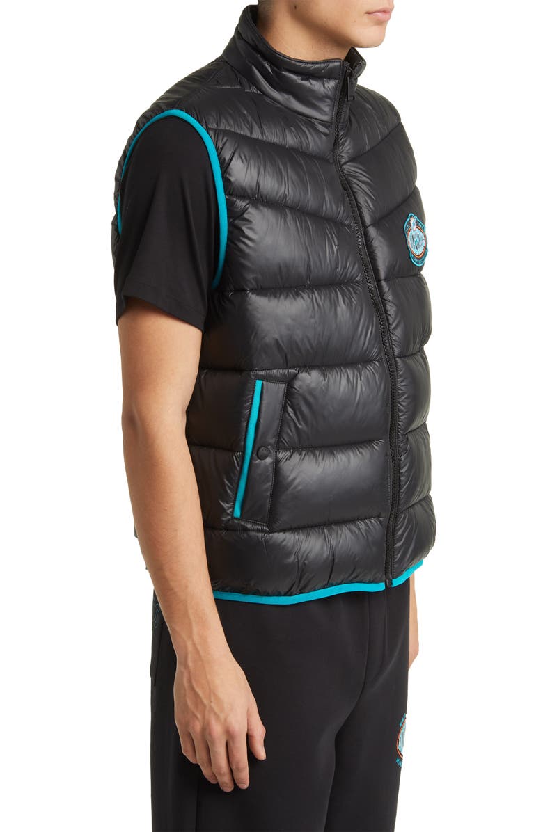 BOSS x NFL Corner Recycled Polyamide Puffer Vest, Alternate, color, Miami Dolphins Black