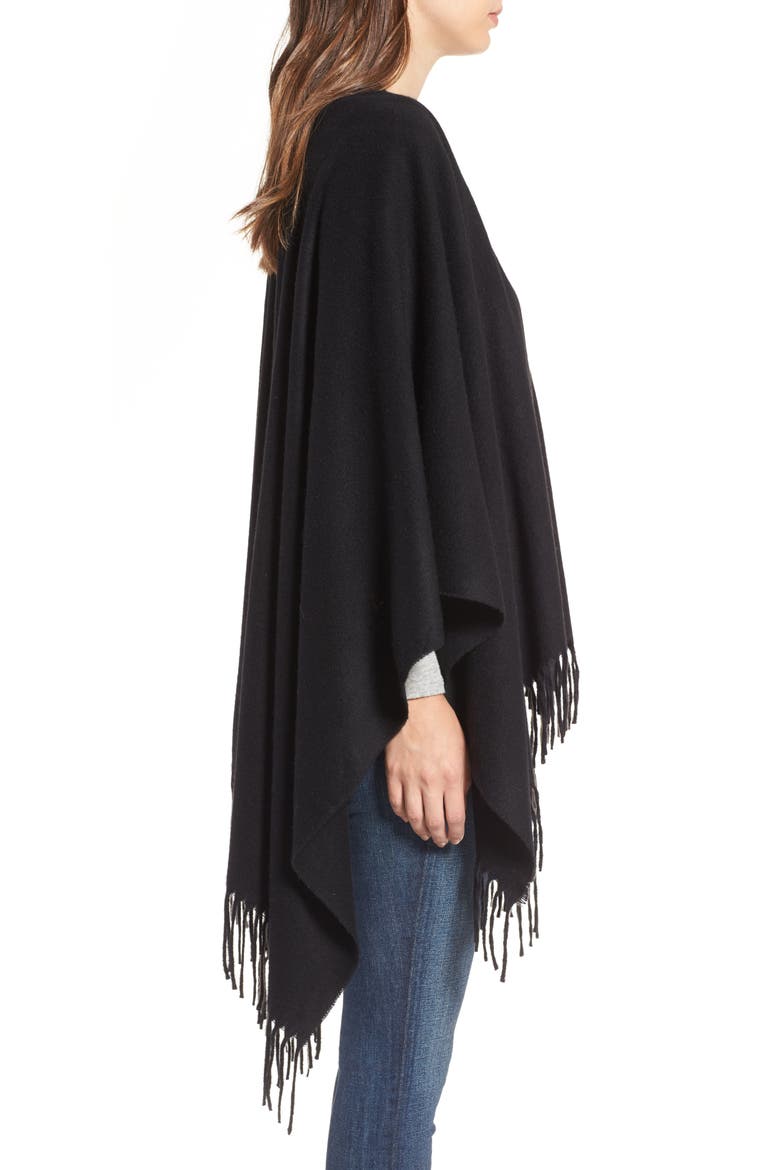Cashmere Poncho, Alternate, color, BLACK