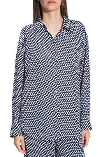 THEORY THEORY GEO PRINT RELAXED BUTTON-UP SHIRT