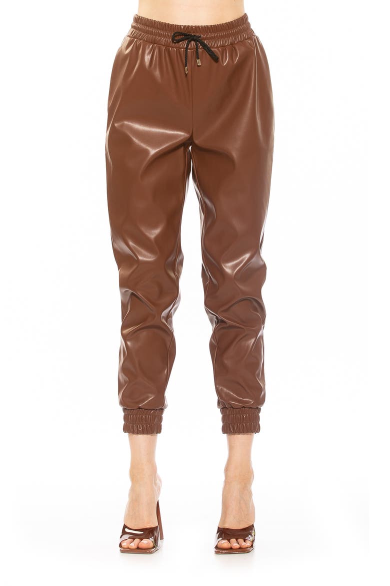 Axel Faux Leather Joggers, Main, color, CAMEL