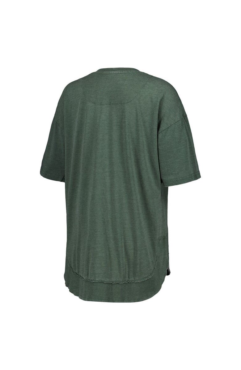 PRESSBOX Women's Pressbox Heather Green Miami Hurricanes Vintage Wash Poncho Captain T-Shirt, Alternate, color, 