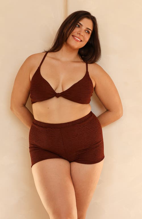 Dippin Daisys Zen Knotted Triangle Bikini Top In Mocha Crinkle