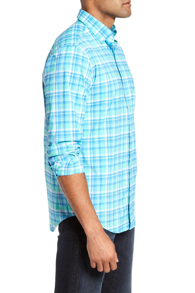 Sandspar Tucker Classic Fit Plaid Sport Shirt, Alternate, color, ANTIGUA GREEN
