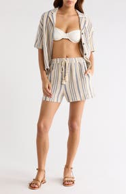 Elan Stripe Cotton Drawstring Shorts