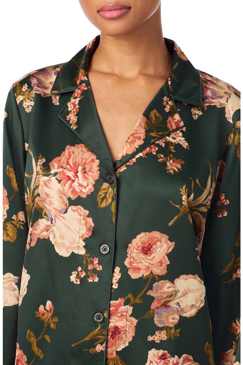 Printed Satin Pajamas, Alternate, color, GREEN FLORAL