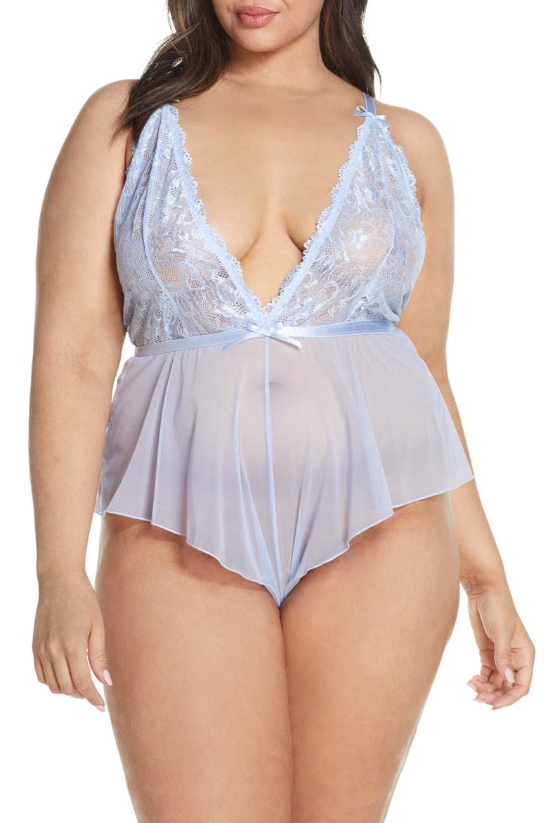 Lace Romper, Main, color, BRUNNERA BLUE