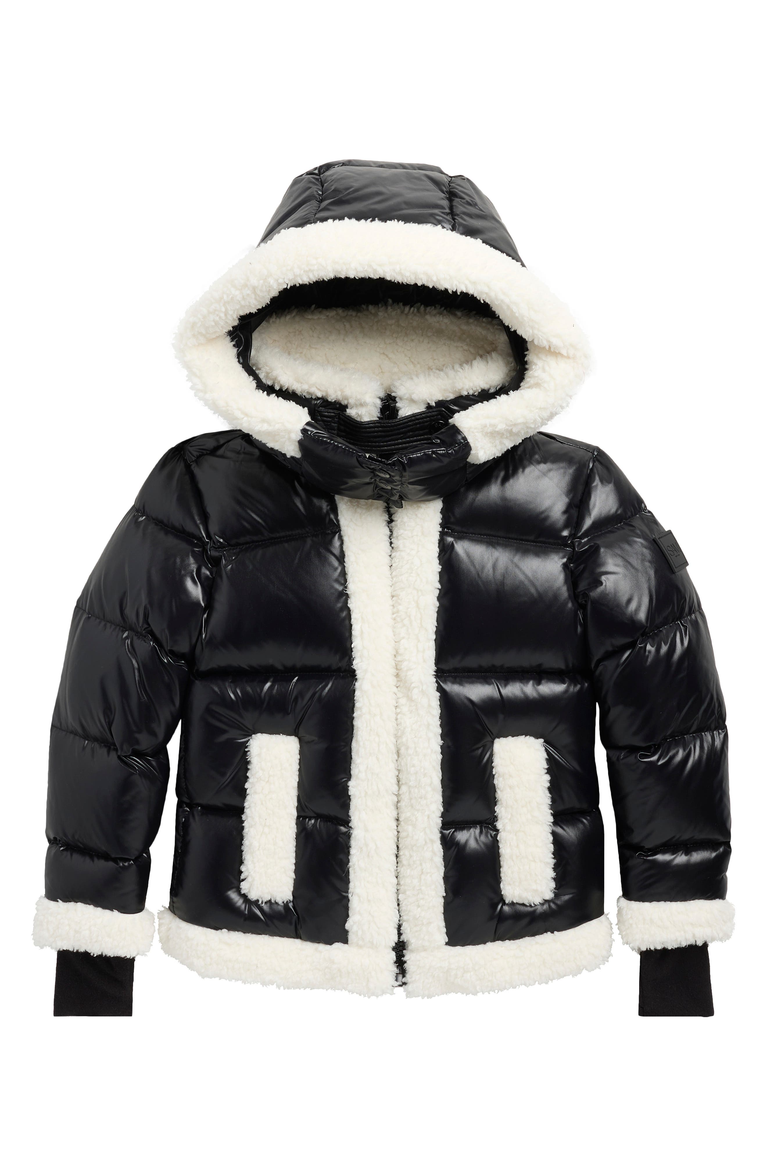 Kids' Carmen Faux Shearling & Faux Leather Hooded Jacket