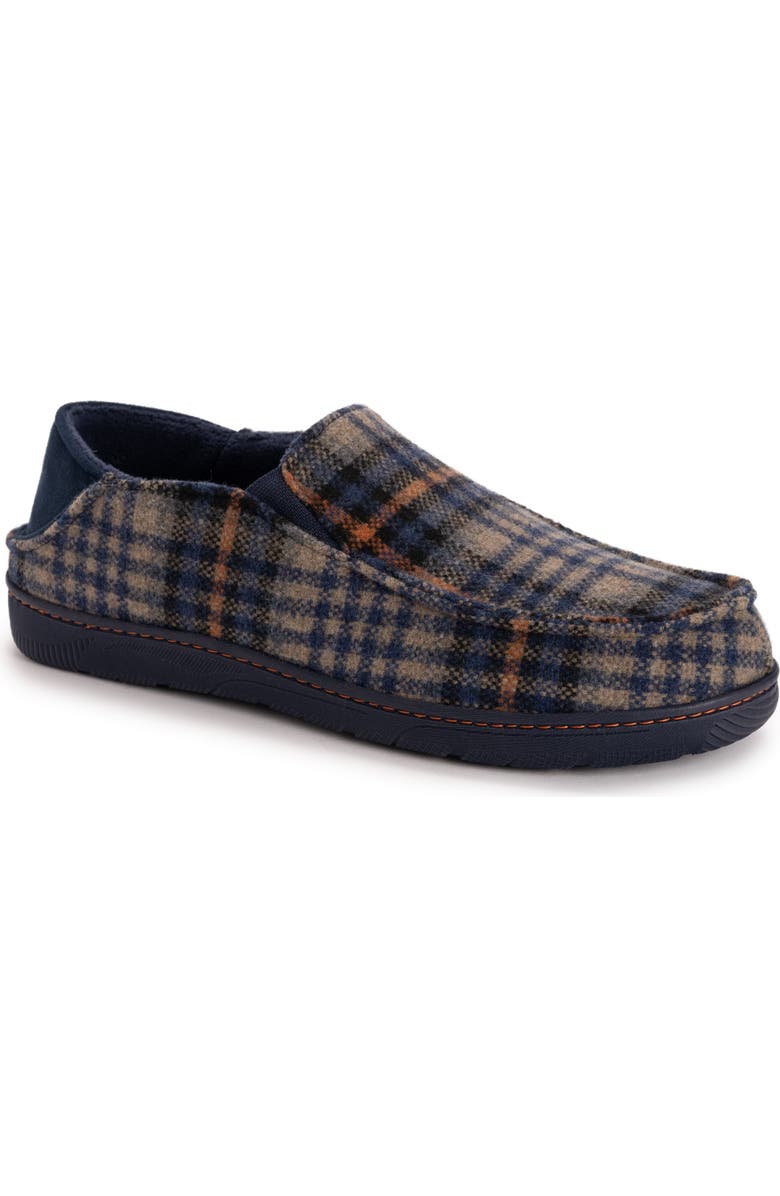 MUK LUKS Owen Step-Down Slipper, Main, color, Navy Plaid