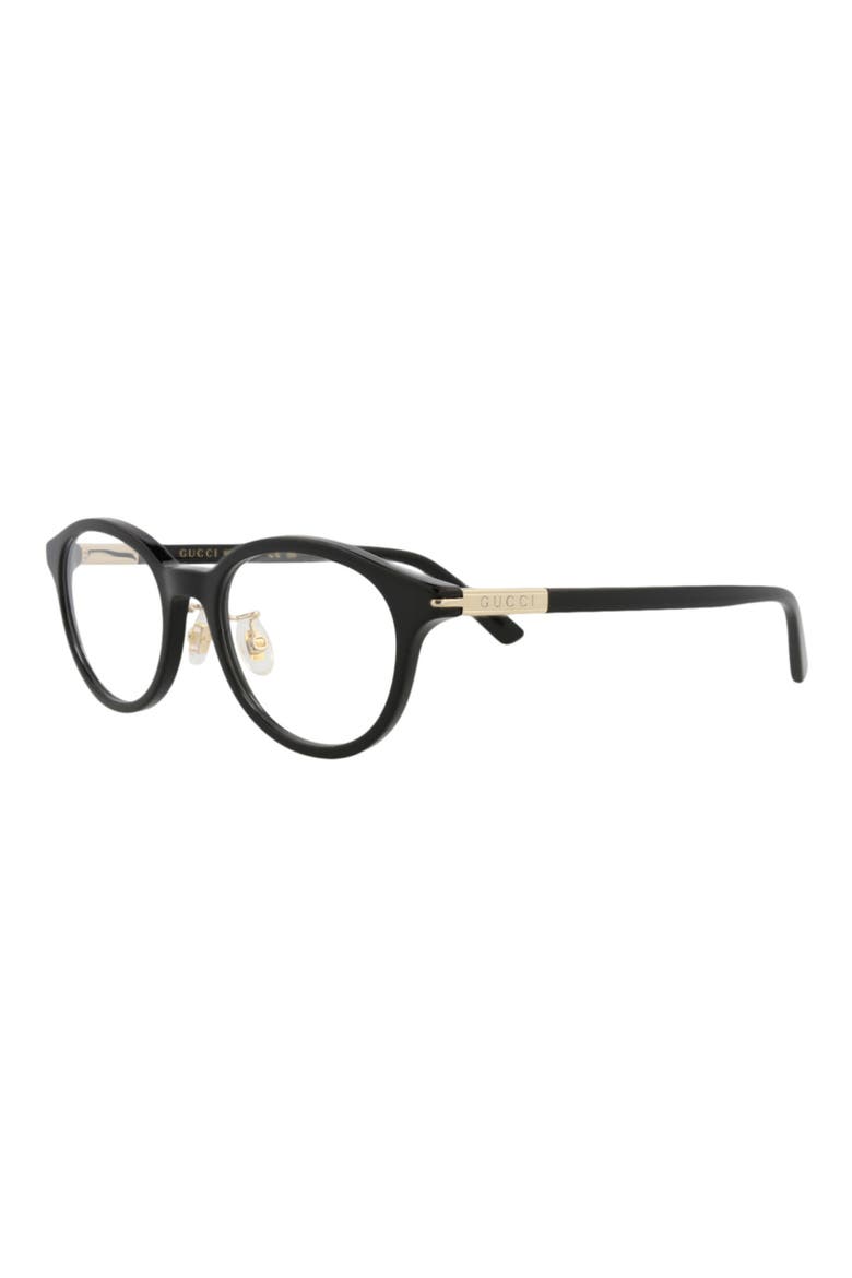 49mm Oval Optical Glasses, Alternate, color, BLACK BLACK TRANSPARENT