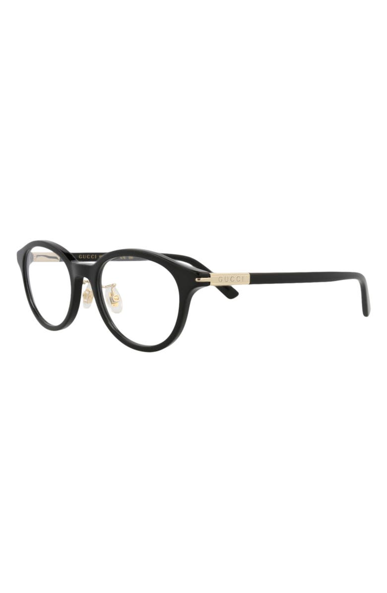 Gucci 49mm Oval Optical Glasses, Alternate, color, Black Black Transparent