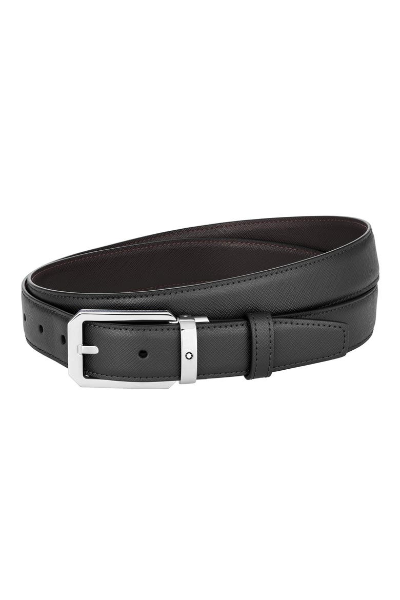 Reversible Leather Belt, Main, color, BLACK