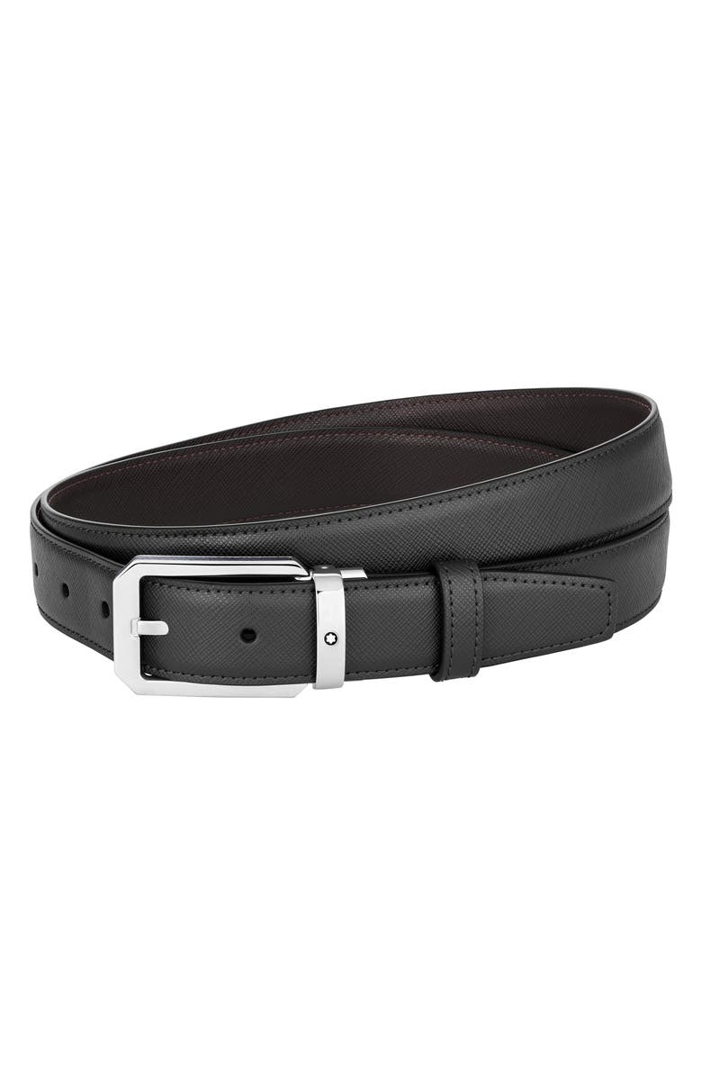 Montblanc Reversible Leather Belt, Main, color, Black