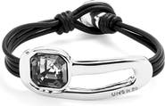 UNODE50 Leather Bracelet with Black Faceted Details