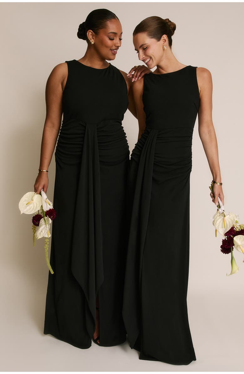 Six Stories Drape Gathered Sleeveless Stretch, Alternate, color, Black