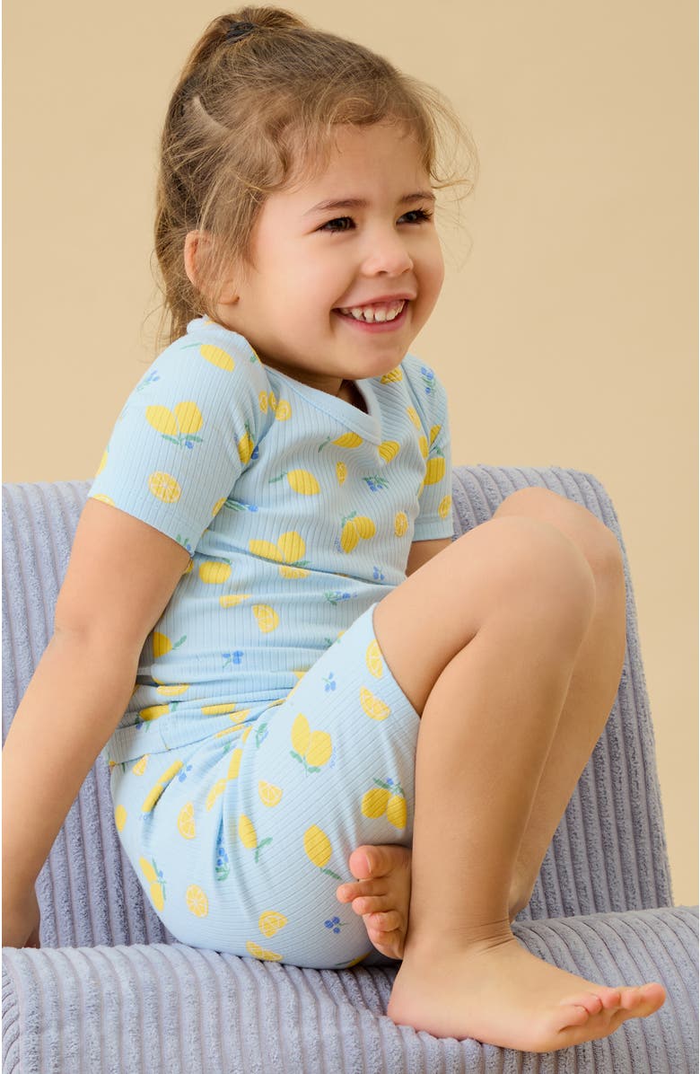 MORI Printed Summer T-Shirt & Short Pajama Set, Alternate, color, Citrus & Omphalodes