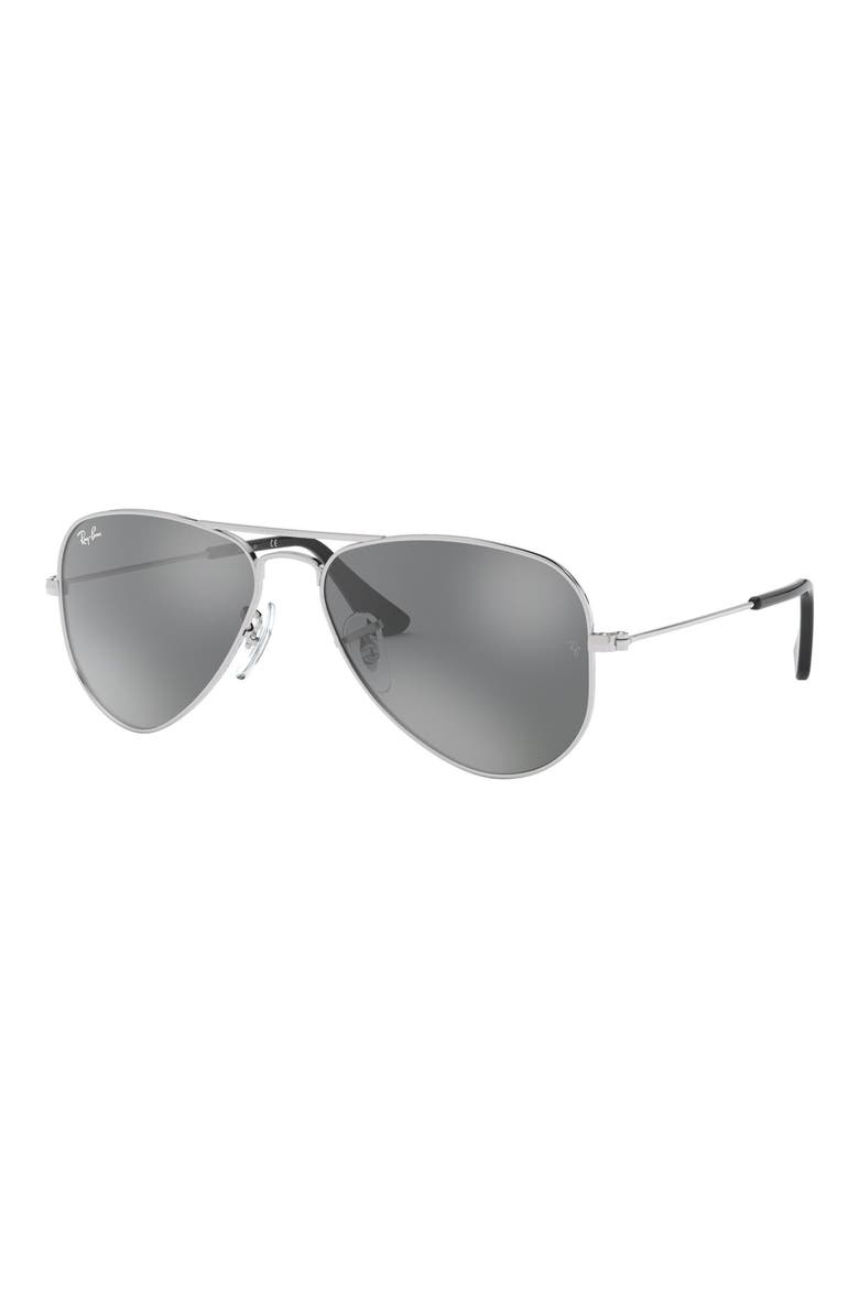 Junior 50mm Mirrored Aviator Sunglasses, Alternate, color, GREY SILVER MIRROR