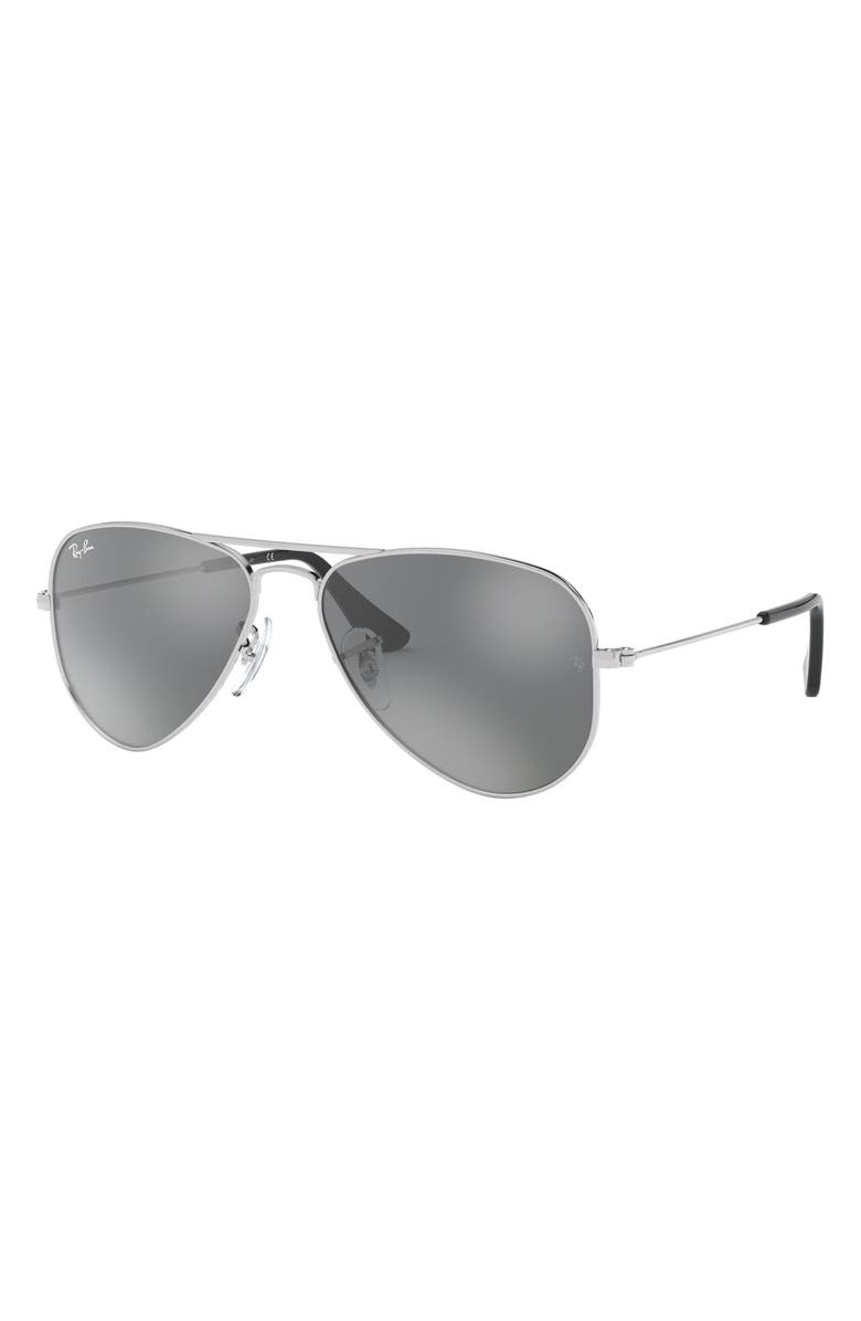 Ray-Ban Junior 50mm Mirrored Aviator Sunglasses, Alternate, color, Grey Silver Mirror