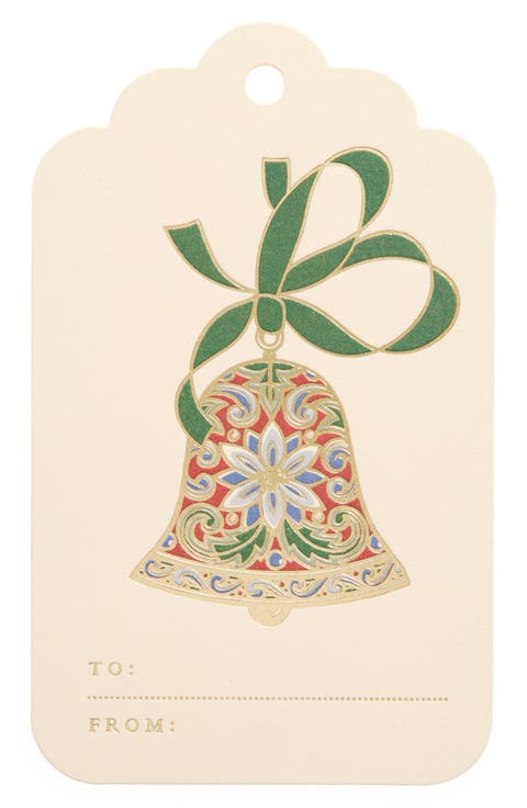 Set of 6 Elegant Bell Gift Tags
