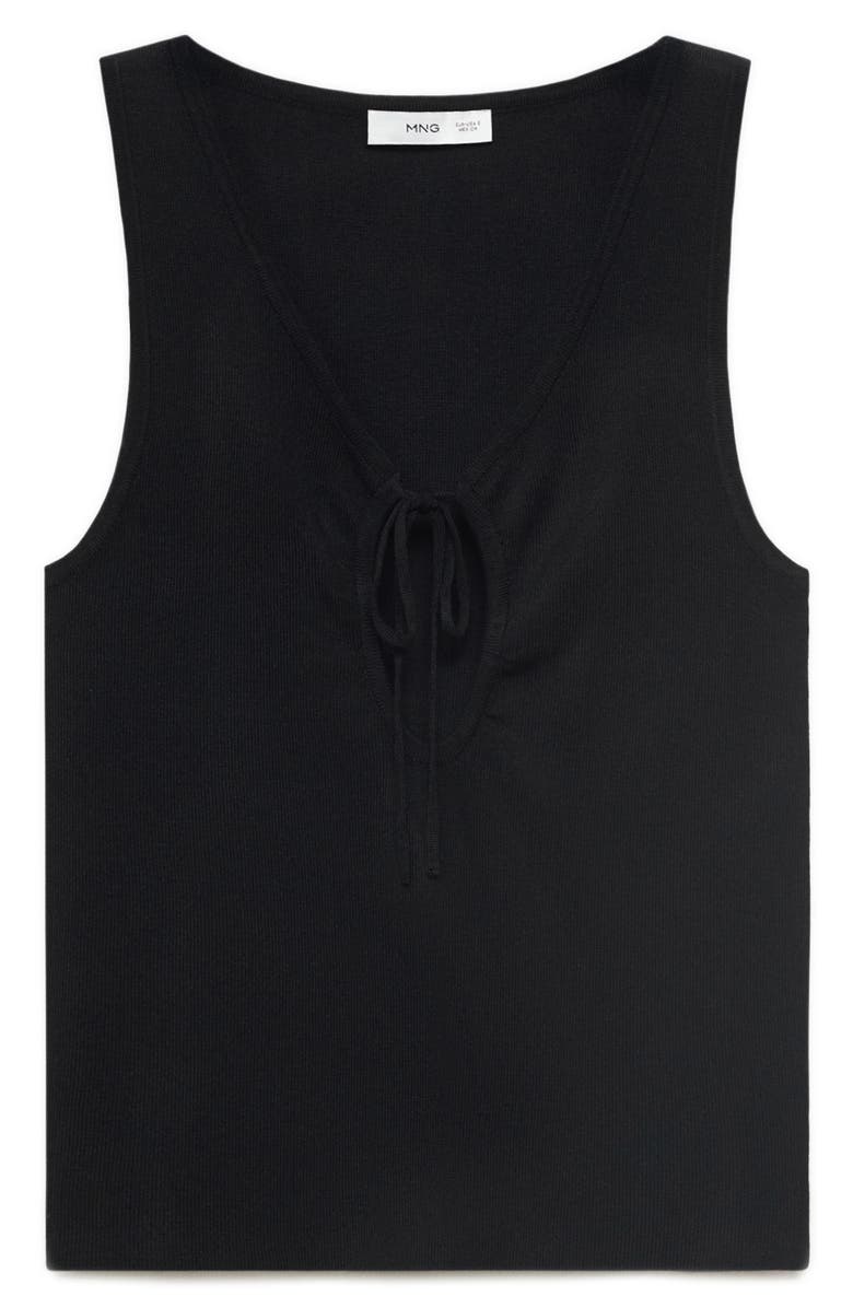 MANGO Bow Sleeveless Knit Top, Alternate, color, Black