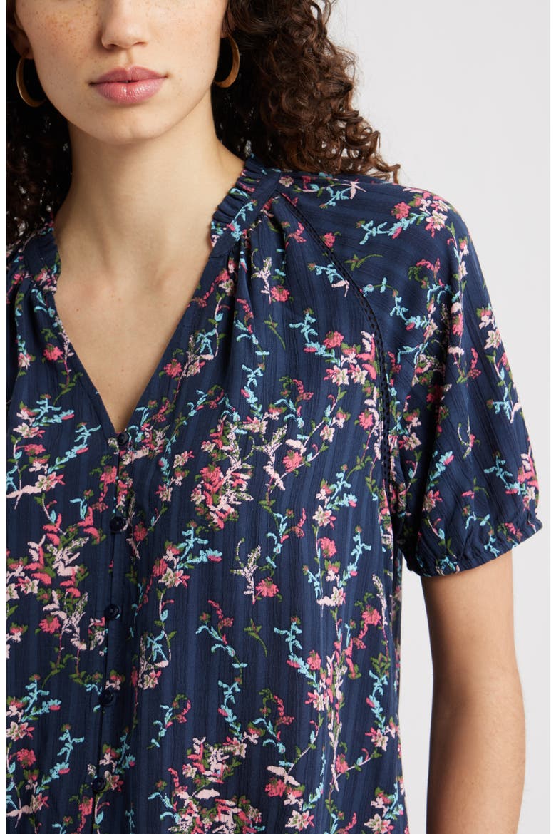 Floral Button-Up Top, Alternate, color, NAVY LILIBET FLORAL