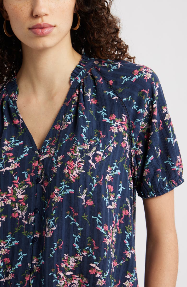 Treasure & Bond Floral Button-Up Top, Alternate, color, Navy Lilibet Floral