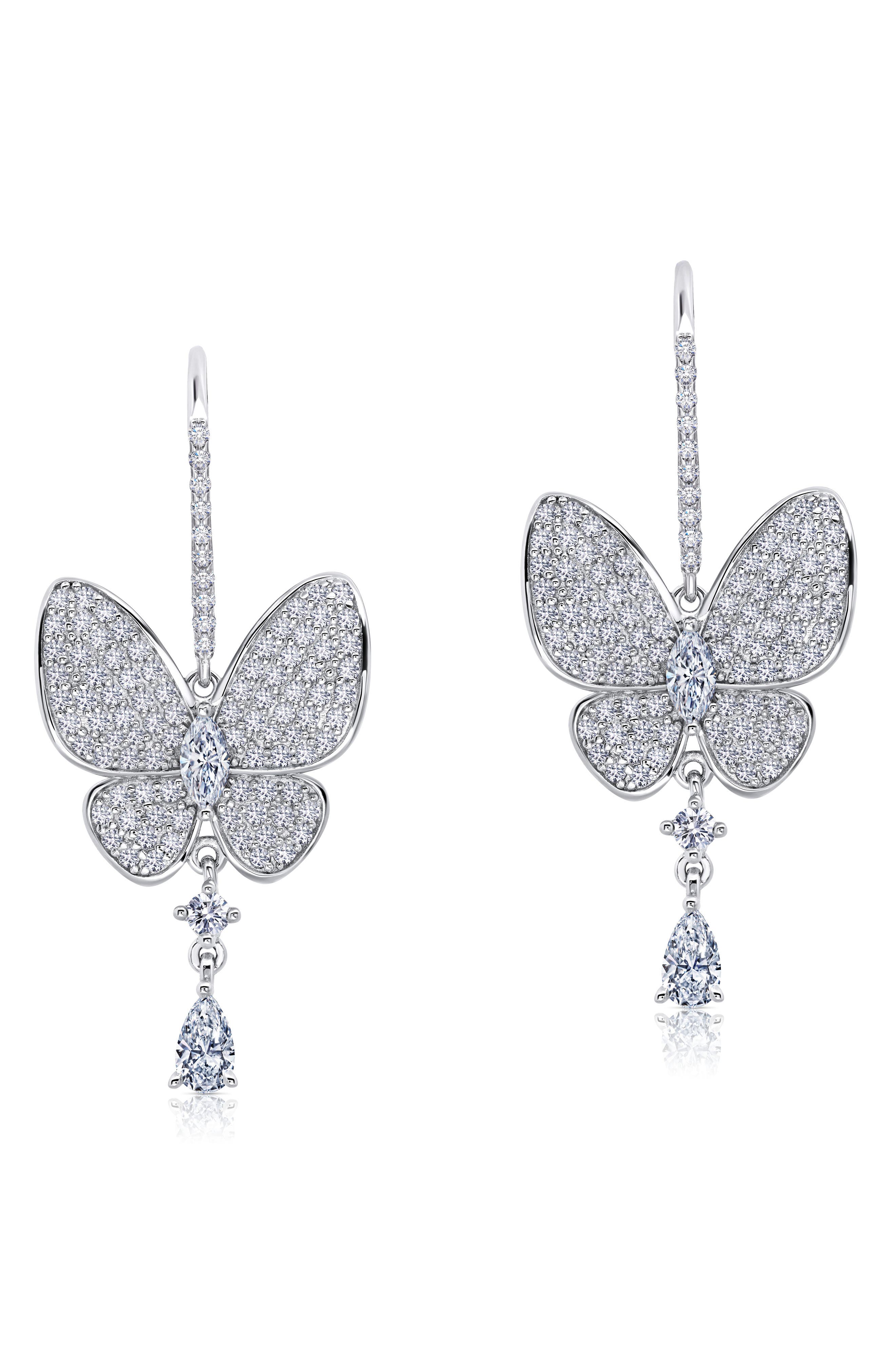 Lafonn Pavé Simulated Diamond Butterfly Drop Earrings