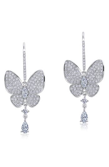 Lafonn Pavé Simulated Diamond Butterfly Drop Earrings In Metallic