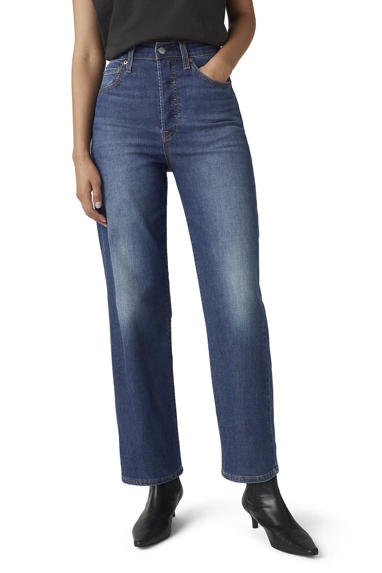 Ribcage High Waist Ankle Straight Leg Jeans, Alternate, color, COOL AGENDA