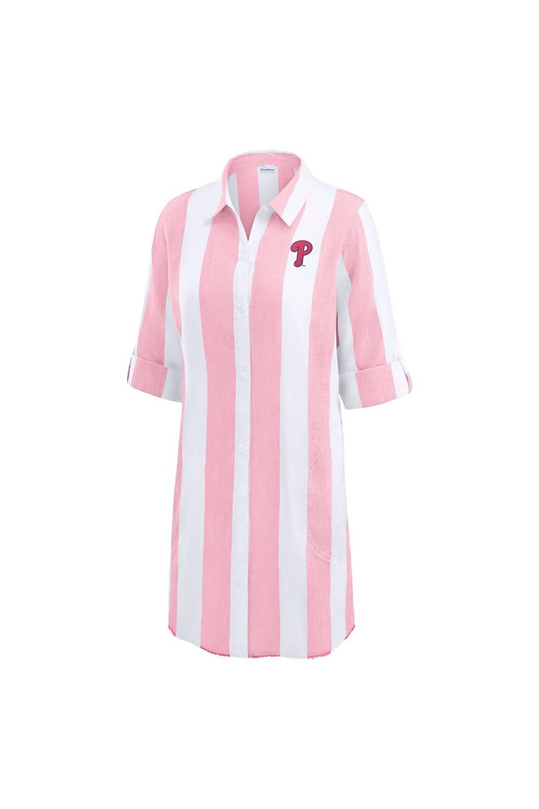 Women's Tommy Bahama  Pink Philadelphia Phillies Rugby Beach Boyfriend Full-Button Top, Alternate, color, Pink