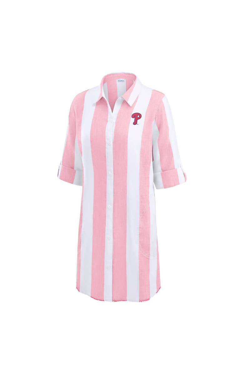 Tommy Bahama Women's Tommy Bahama  Pink Philadelphia Phillies Rugby Beach Boyfriend Full-Button Top, Alternate, color, Pink