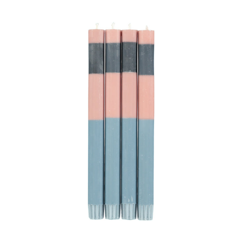 Abstract Striped Dinner Candles - Set of 4