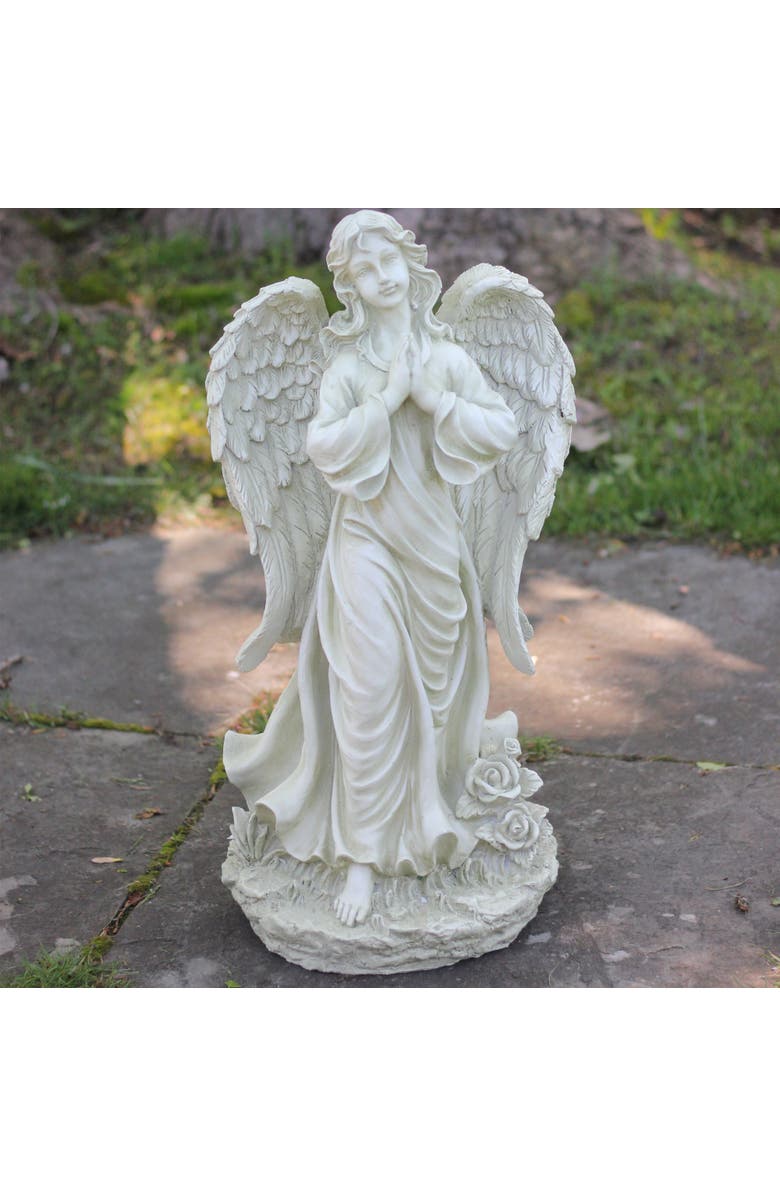 Northlight 24.5" Light Olive Green Praying Angel Decorative Outdoor Garden Statue, Alternate, color, Green