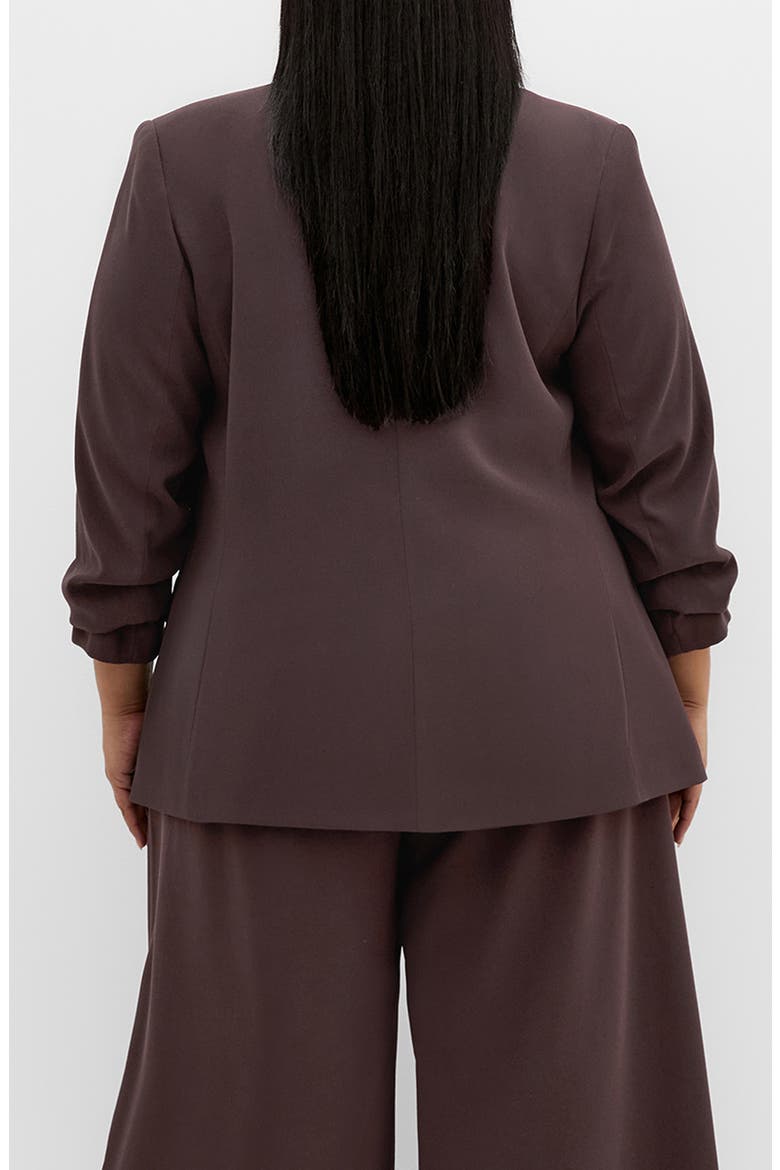 Abbie Ruched Sleeve Blazer, Alternate, color, CHOCOLATE