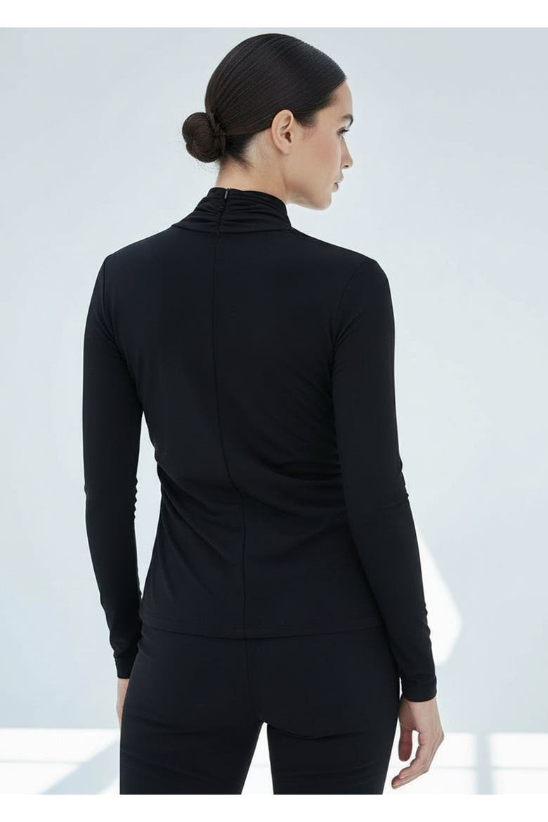 Paola Drape Neck Blouse, Alternate, color, BLACK