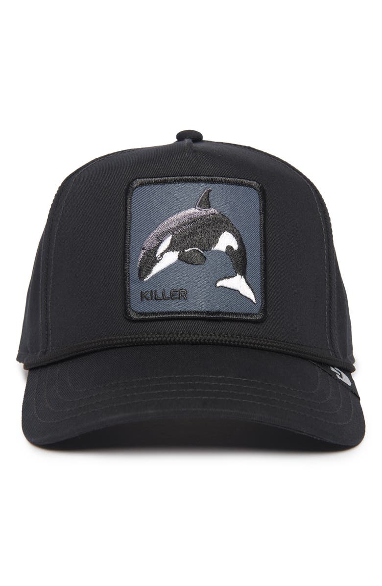 Goorin Bros. Killer Whale Patch Cotton Snapback Hat, Alternate, color, Black
