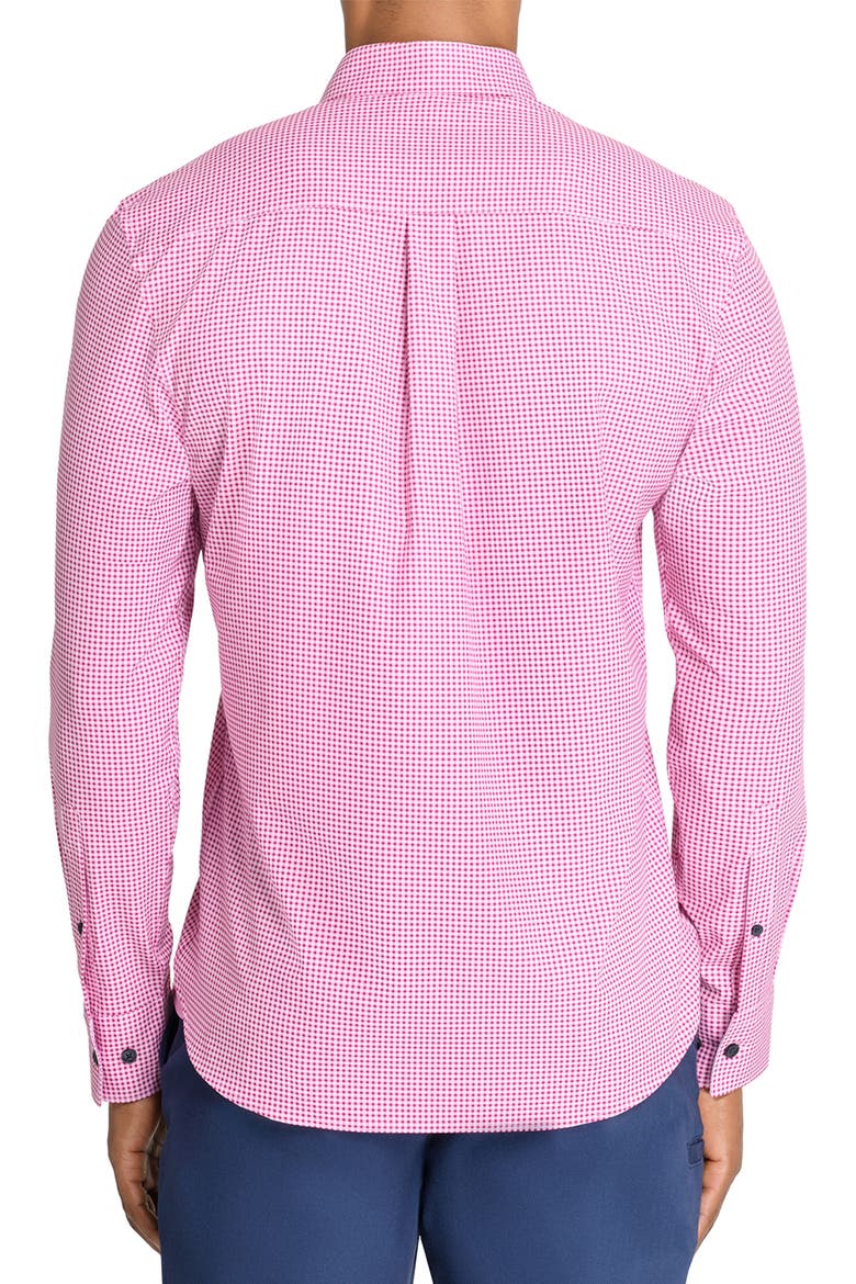 Slim Fit Micro Plaid Recycled 4-Way Stretch Performance Long Sleeve Shirt, Alternate, color, PINK
