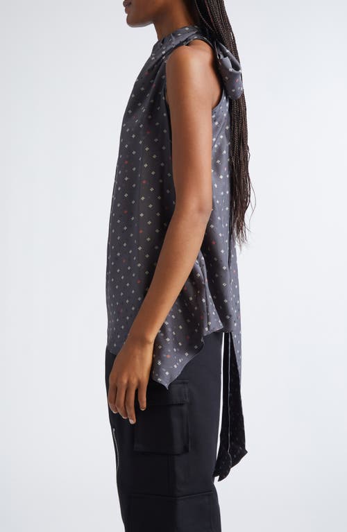 Acne Studios Silk Jacquard Bow Blouse In Gray