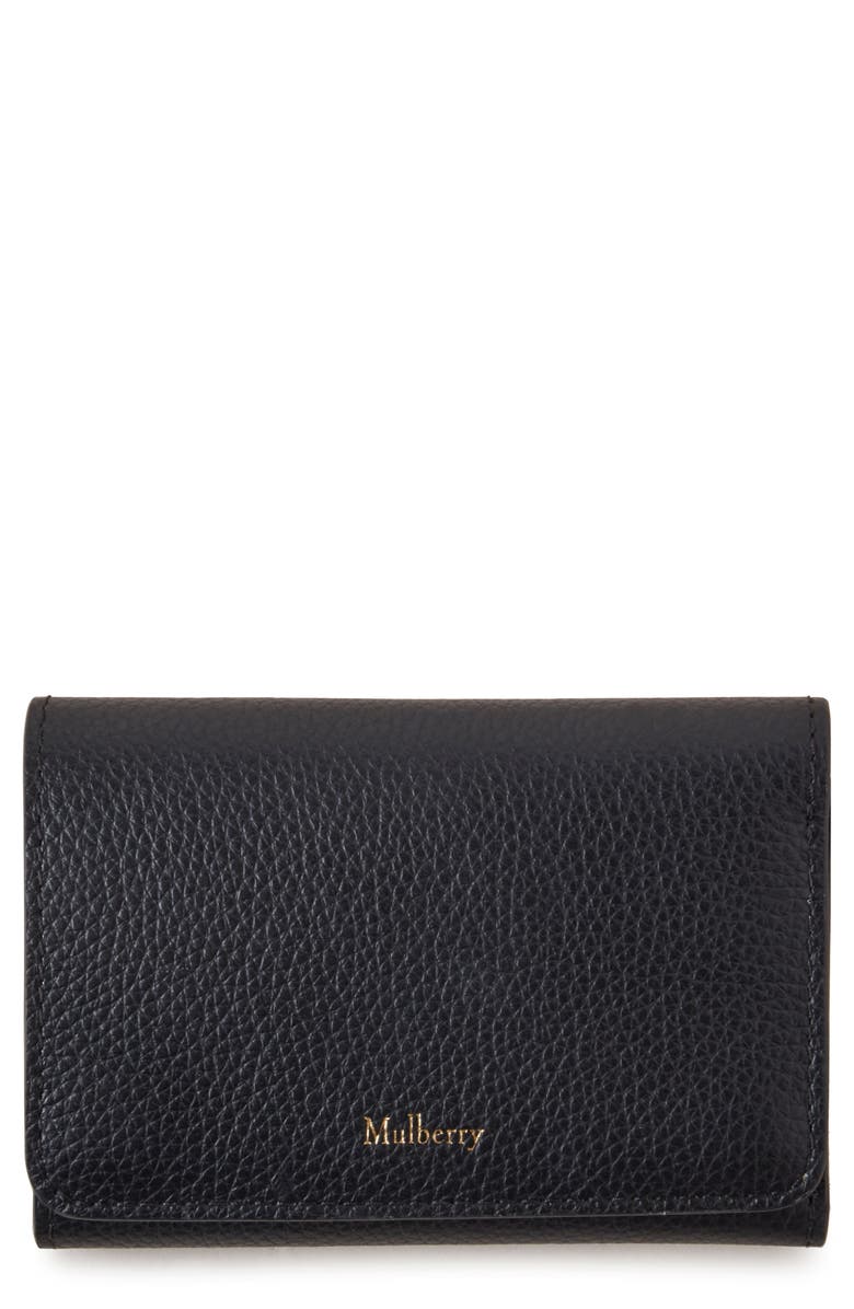 Mulberry Continental Leather Trifold Wallet, Main, color, Black