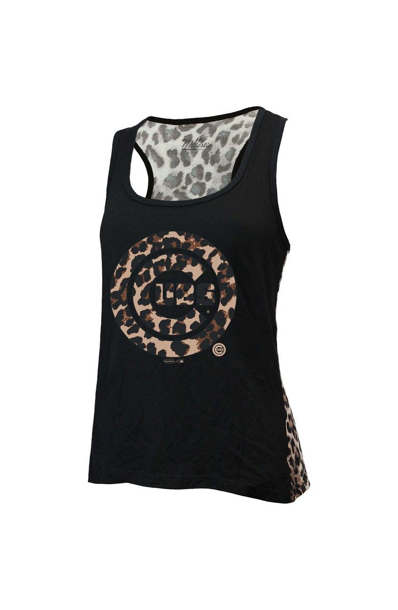 Majestic Threads Women's Majestic Threads Black Chicago Cubs Leopard Tank Top, Alternate, color, 