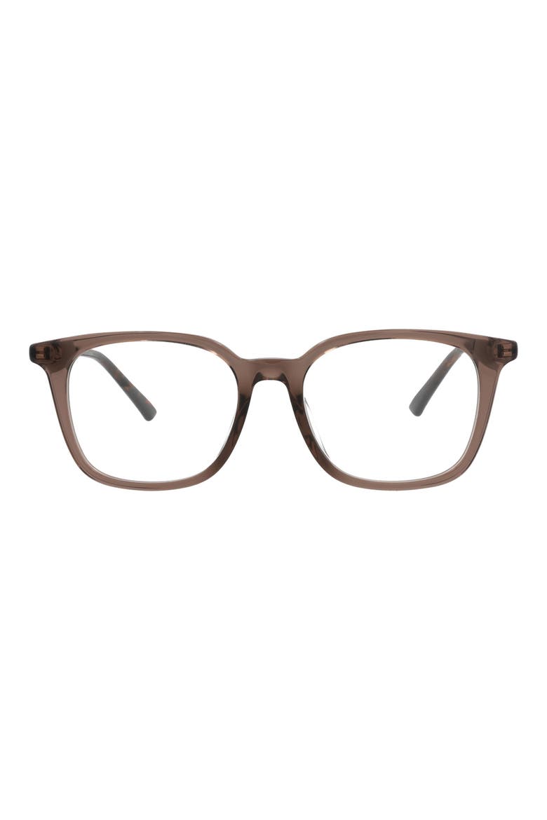 52mm Square Optical Glasses, Main, color, BROWN RUTHENIUM TRANSPARENT