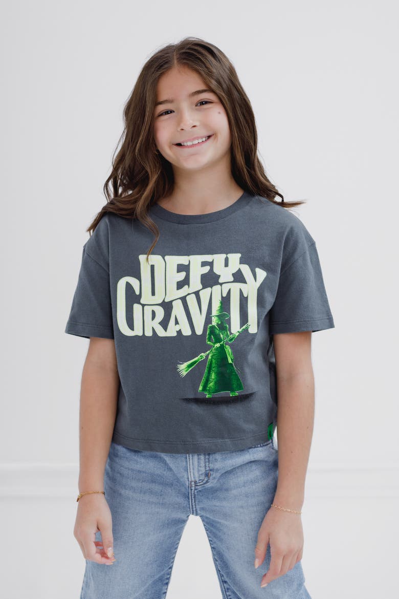Cropped Drop Shoulder T-Shirt, Alternate, color, Charcoal Elphaba