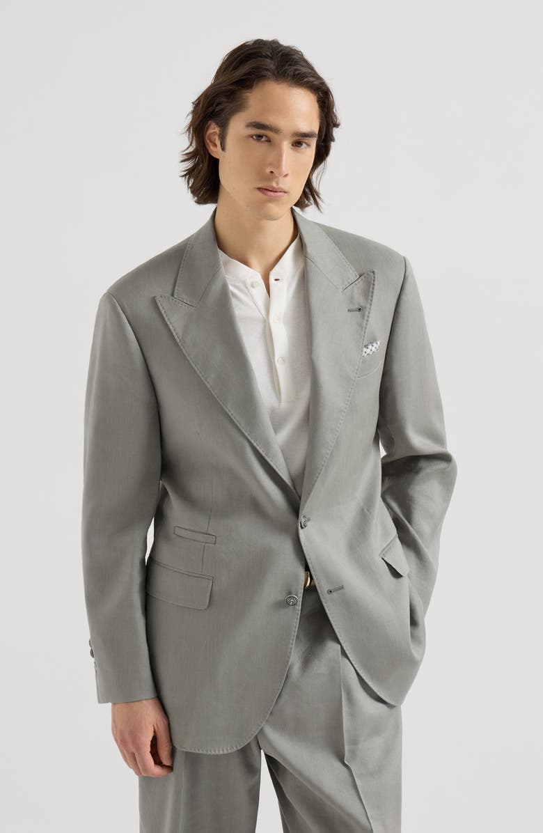 Brunello Cucinelli Gabardine blazer, Main, color, Khaki
