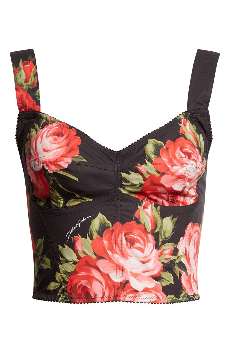 Dolce&Gabbana Rose Bouquet Bustier Top, Main, color, Bouquet Rose F.nero