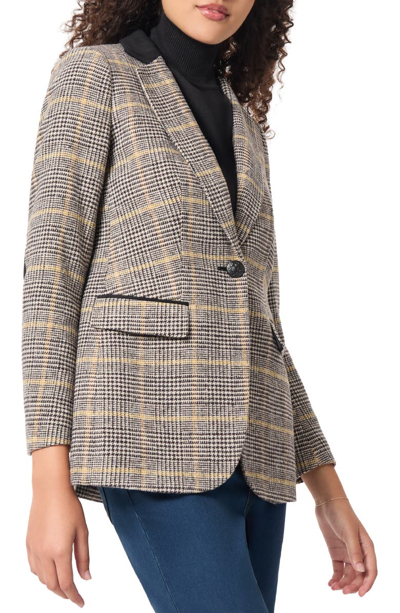 Jones New York Plaid Elbow Patch Blazer, Alternate, color, 