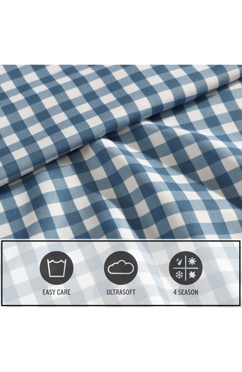 Eddie Bauer Preston Check Microfiber Sheet Set, Alternate, color, White/ Cosmo Blue
