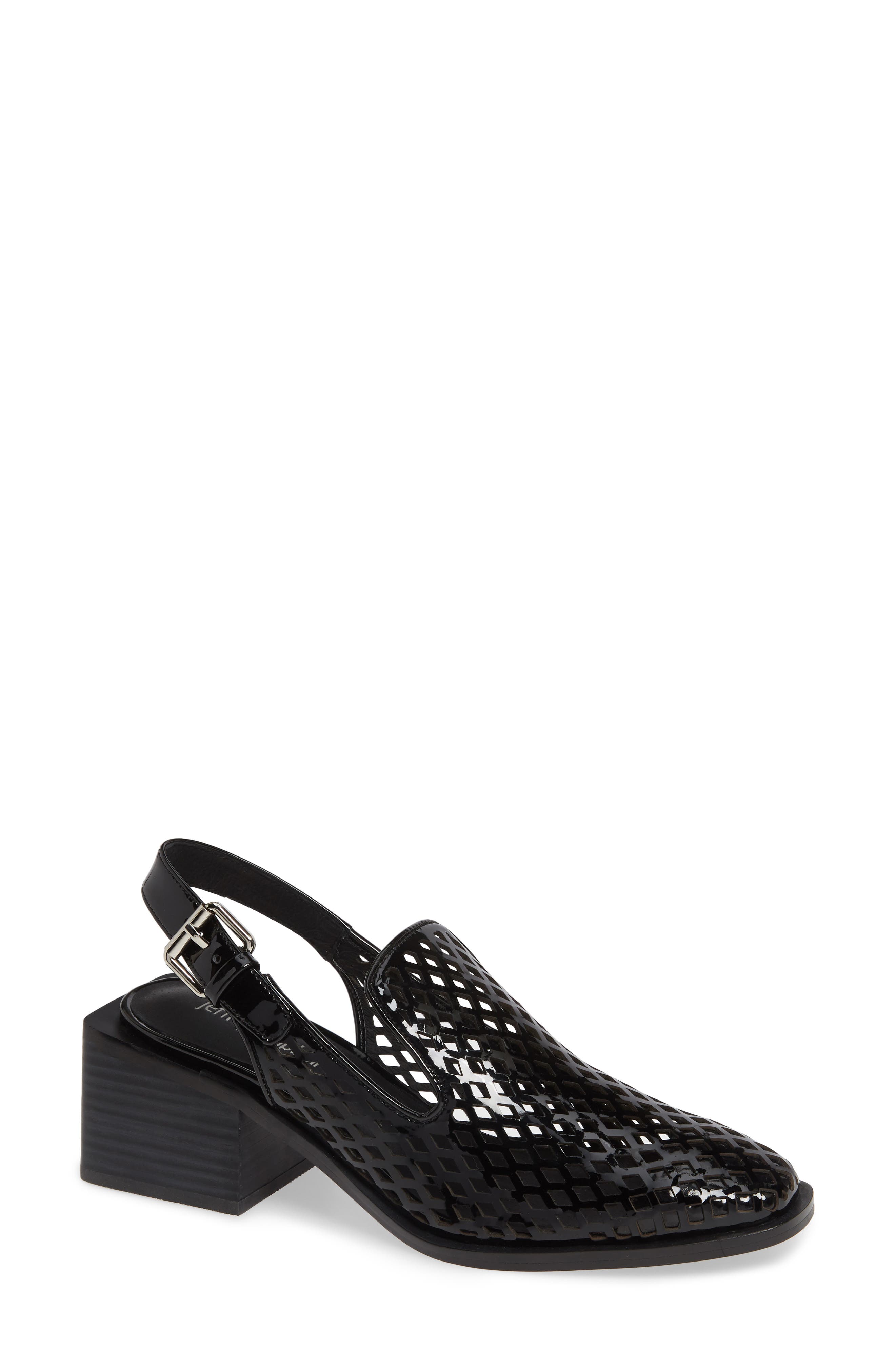 Henriet-C Perforated Slingback Pump, Main, color, BLACK PATENT LEATHER