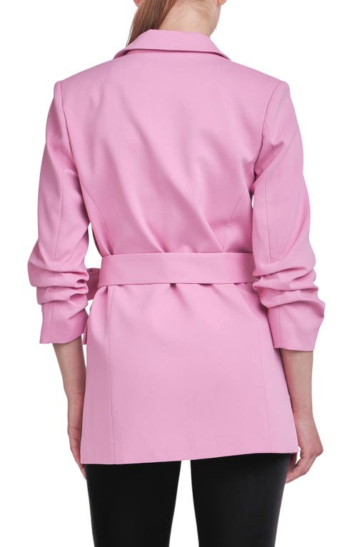 Endless Rose Belted Three-quarter Sleeve Blazer In Pink